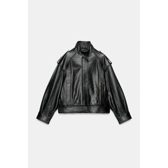 ZARA LEATHER BOMBER JACKET ZW COLLECTION LIMITED EDITION - Picture 1 of 4